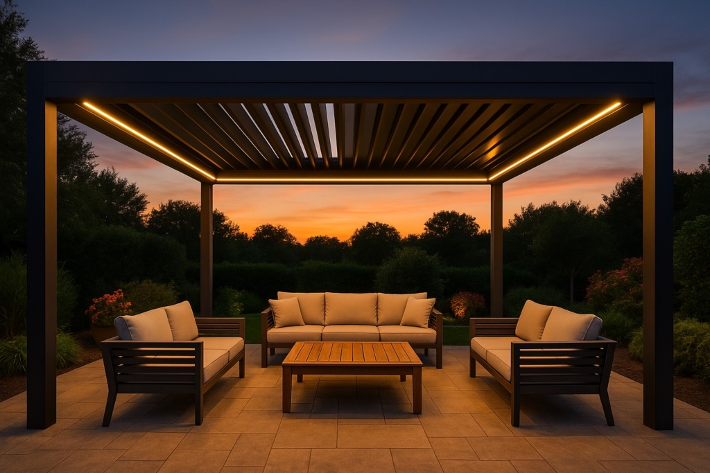 arivo led pergola roof evening ambiance