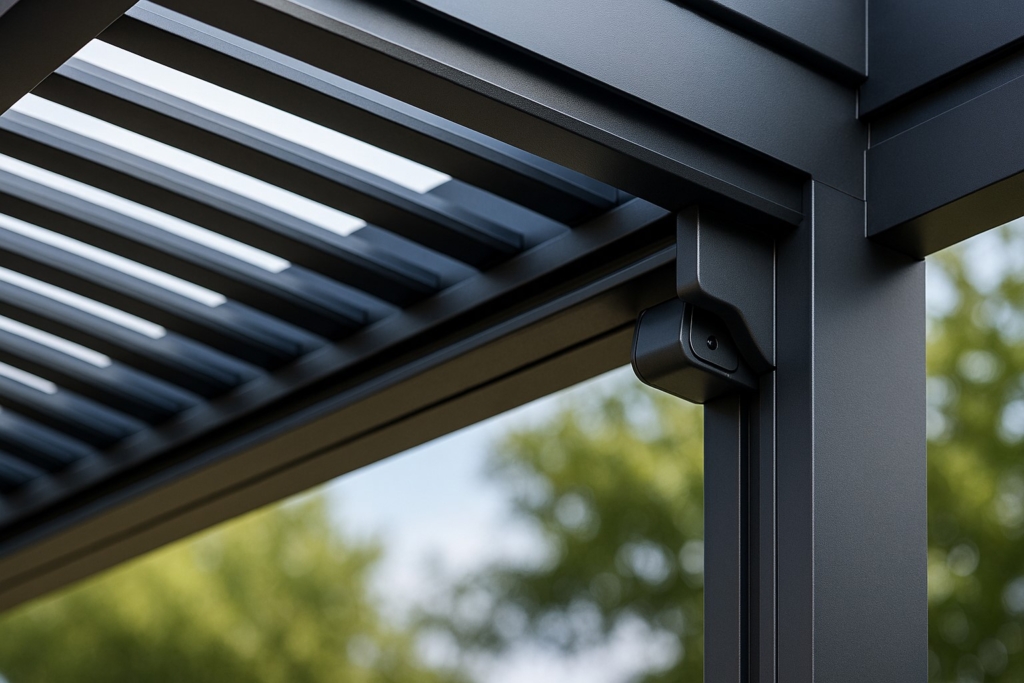 arivo motorized louvered pergola roof close up 1200x675