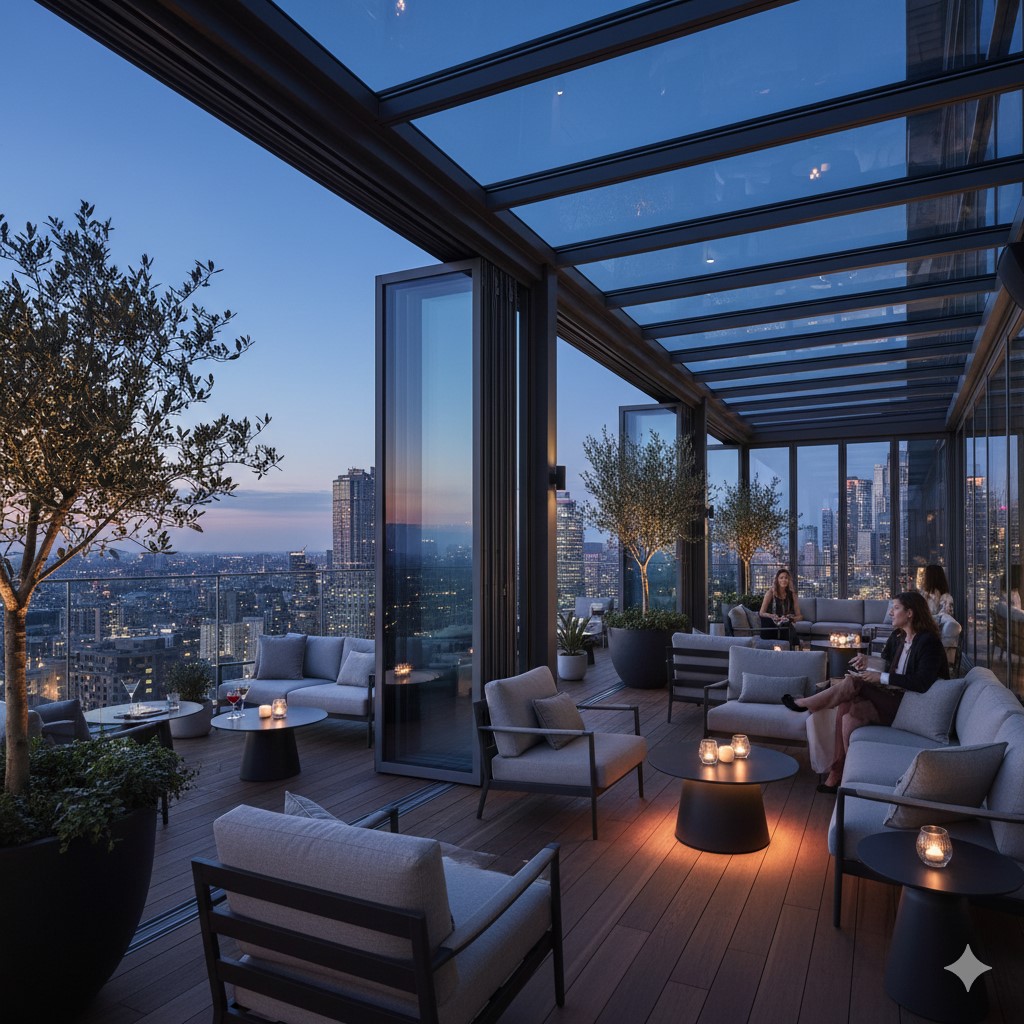 Sound Proof Retractable Glass Roofs & Enclosures